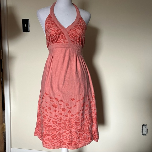 Athleta Pink Balsa Burnout Floral Halter Dress size Small - Picture 2 of 9